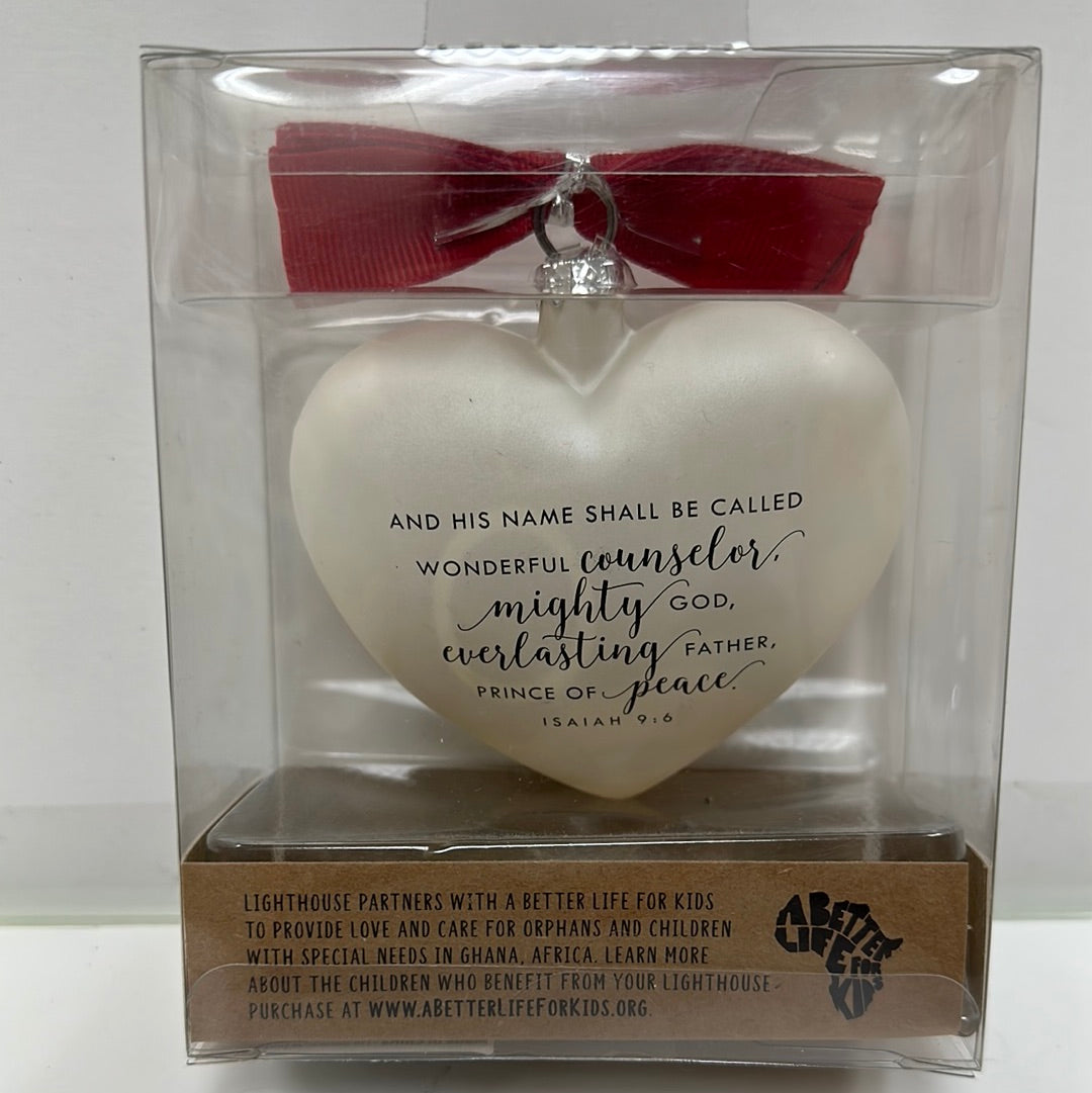 PEACE WHITE HEART ORNAMENT-8079