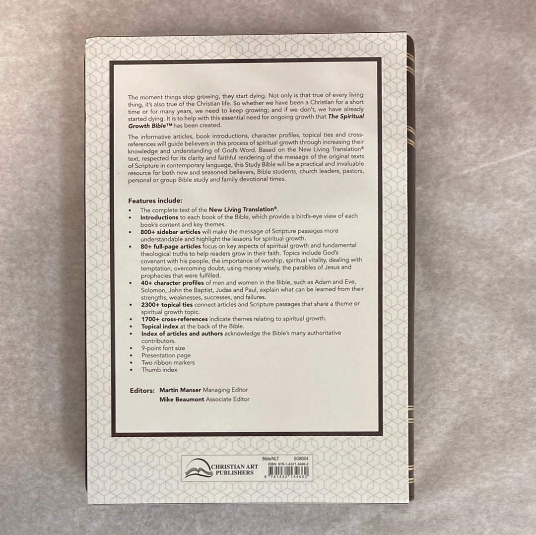 NLT SPIRITUAL GROWTH BIBLE ESPRESSO BROWN