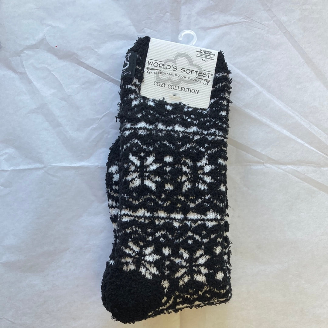 LADIES SOCKS/FAIR ISLE BLACK 013