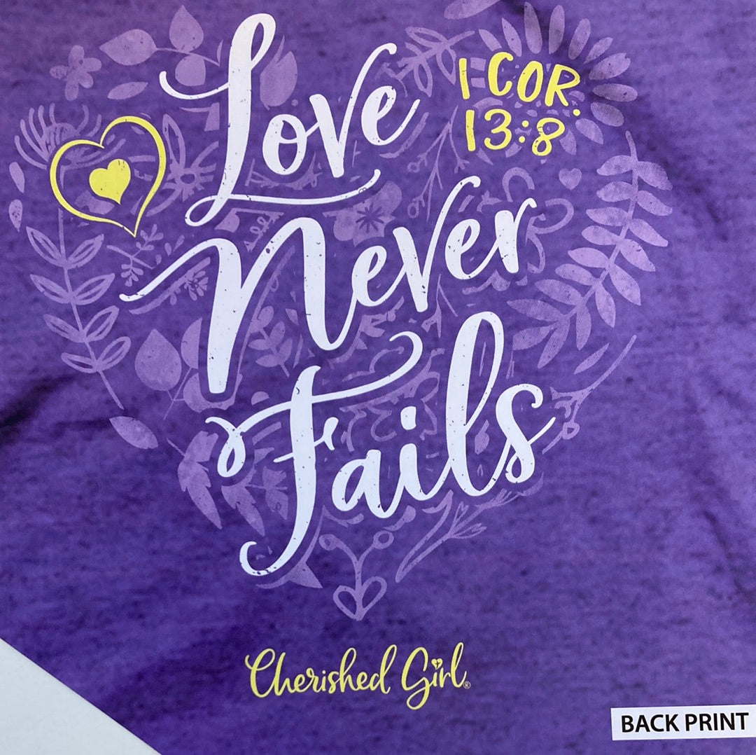 LOVE NEVER FAILS FLORAL CHER GIRL TEE XL-5158