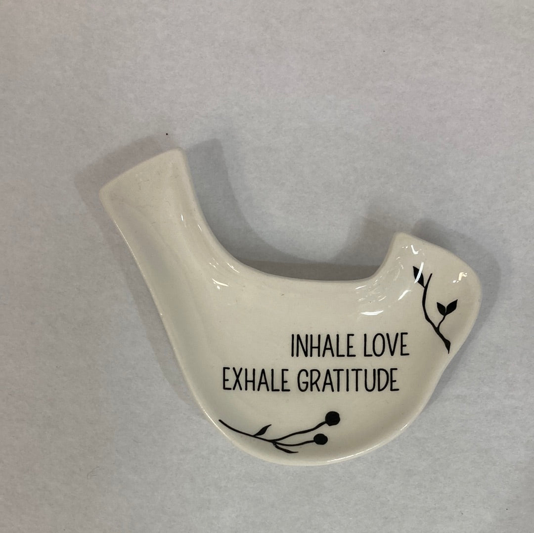 GRAY/WHITE BIRD TRINKET DISH-2202