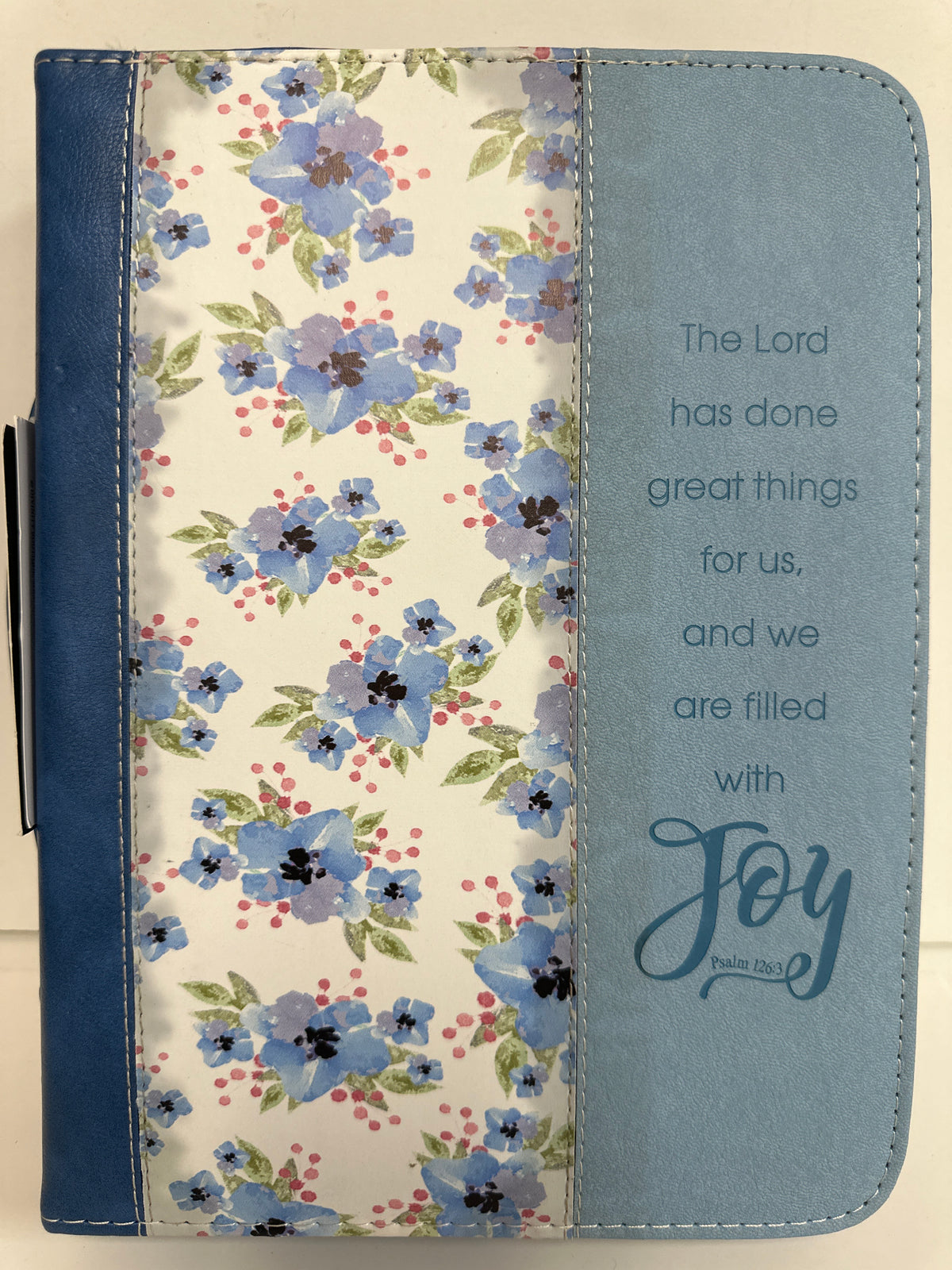 JOY BLUE FLOWER XL BIBLE COVER-3978