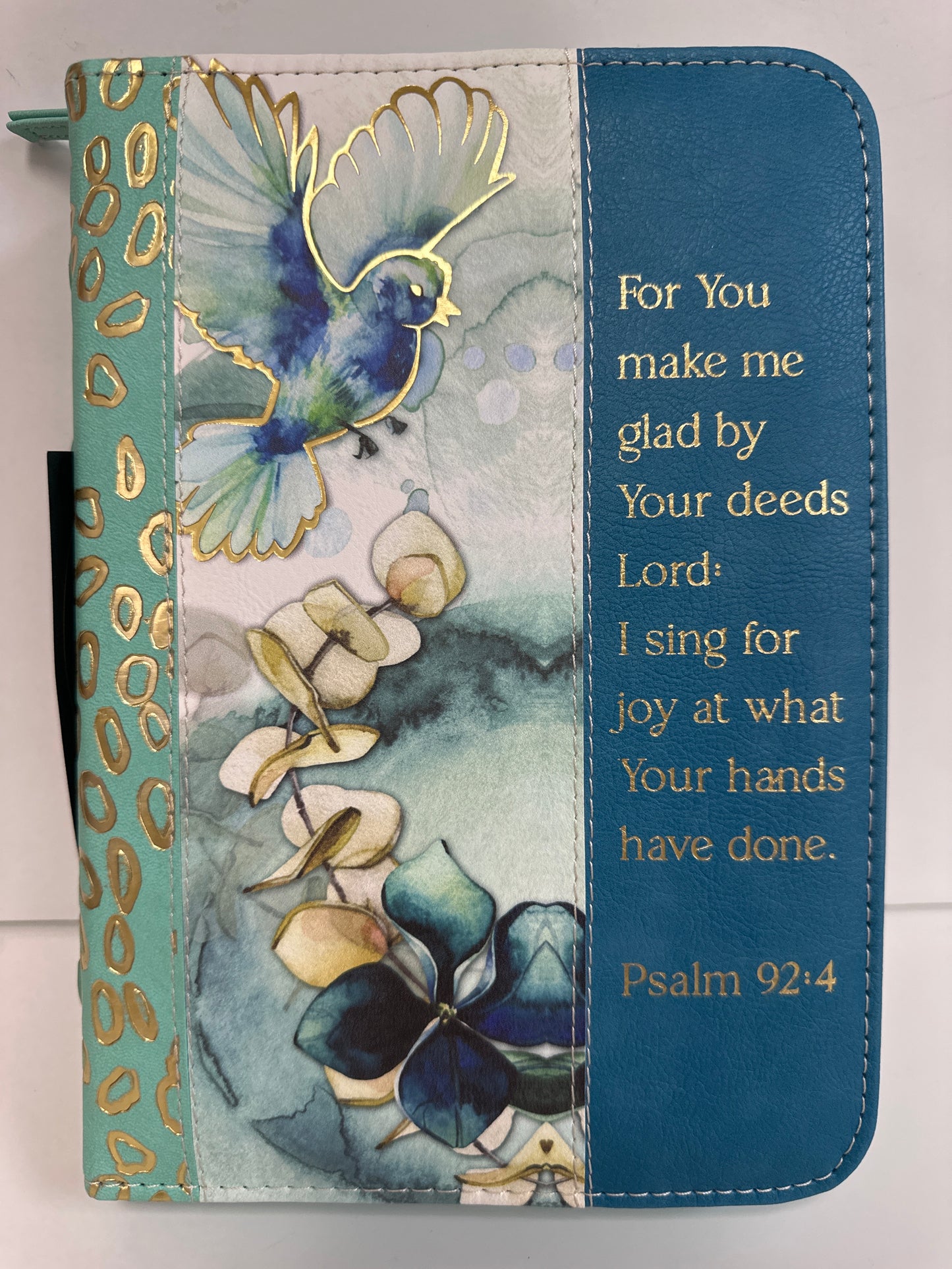 PSALM 92:4 BIRD WATERCOLOR FLOWER LARGE BIBLE COVER-6377
