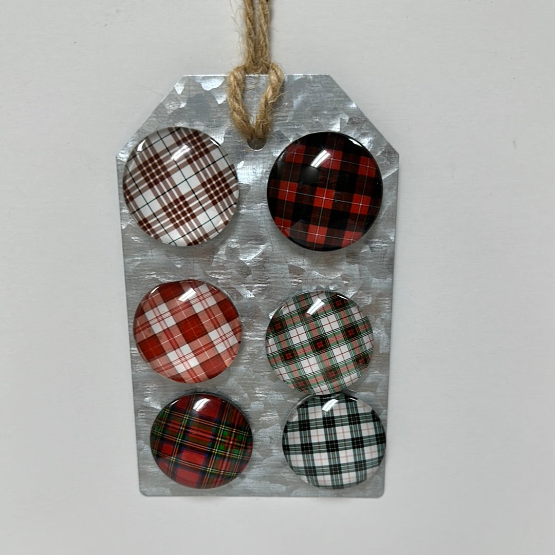 CHRISTMAS PLAID MAGNET 6PC SET-9792