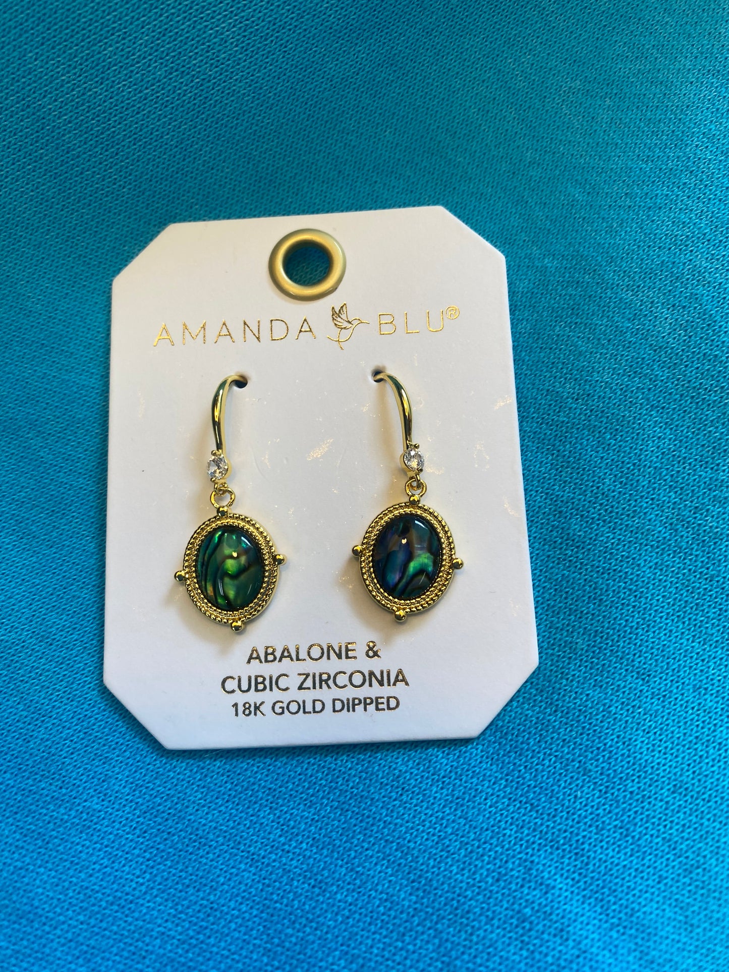 GOLD ABALONE BLUE COMPASS DROP EARRINGS-6429