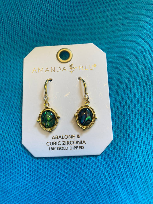 GOLD ABALONE BLUE COMPASS DROP EARRINGS-6429