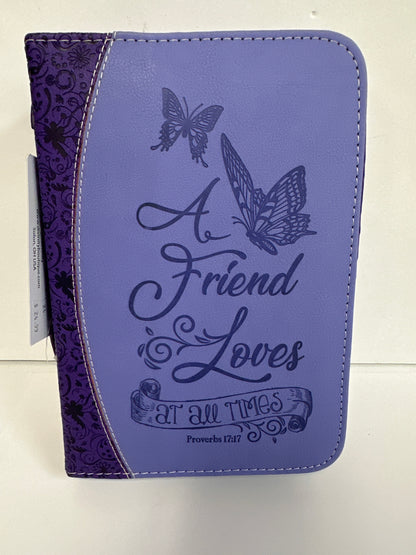 A FRIEND LOVES LAVENDER MEDIUM BIBLE COVER-3502