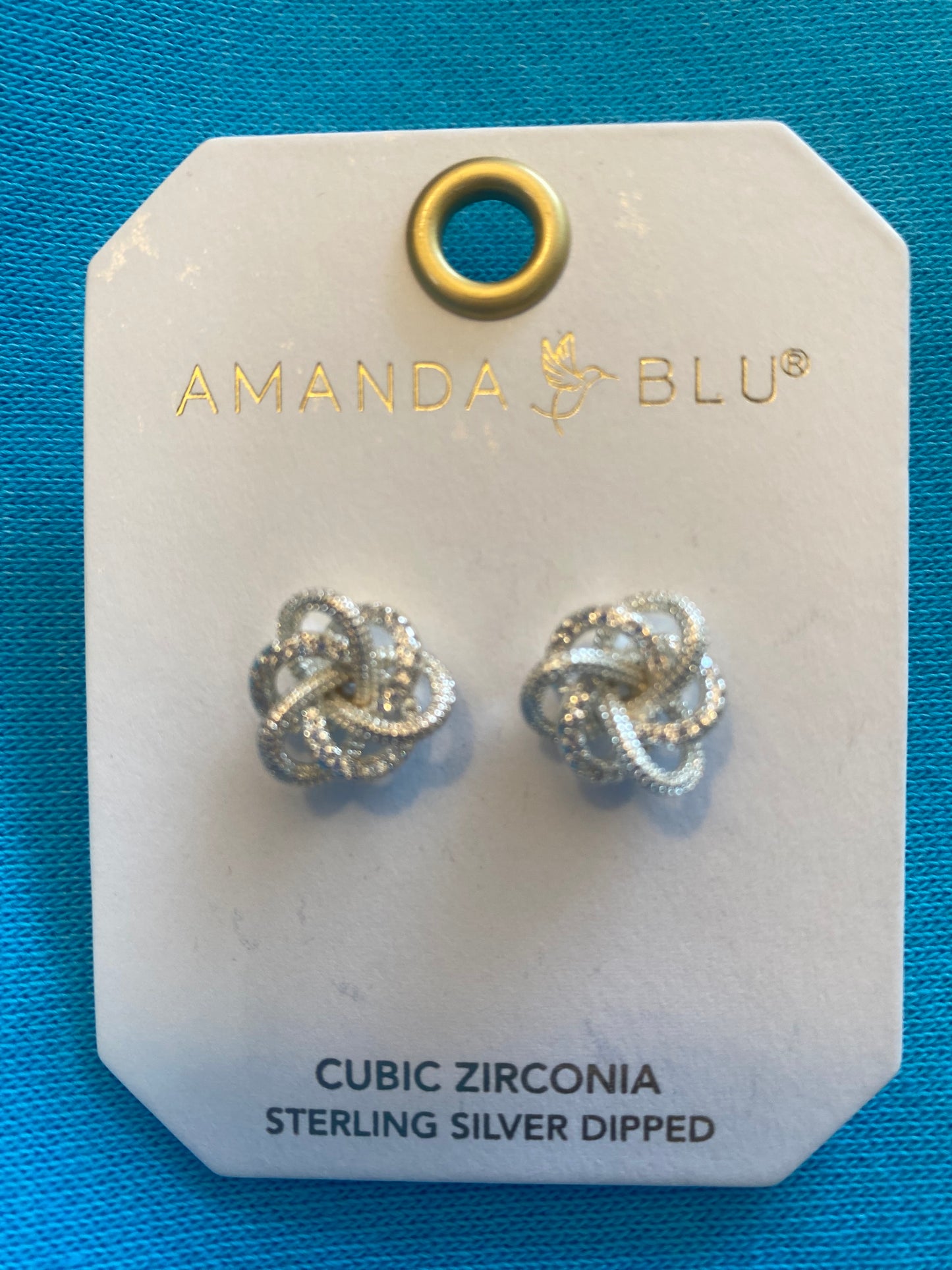 CZ TWISTED KNOT EARRINGS SILVER-4570