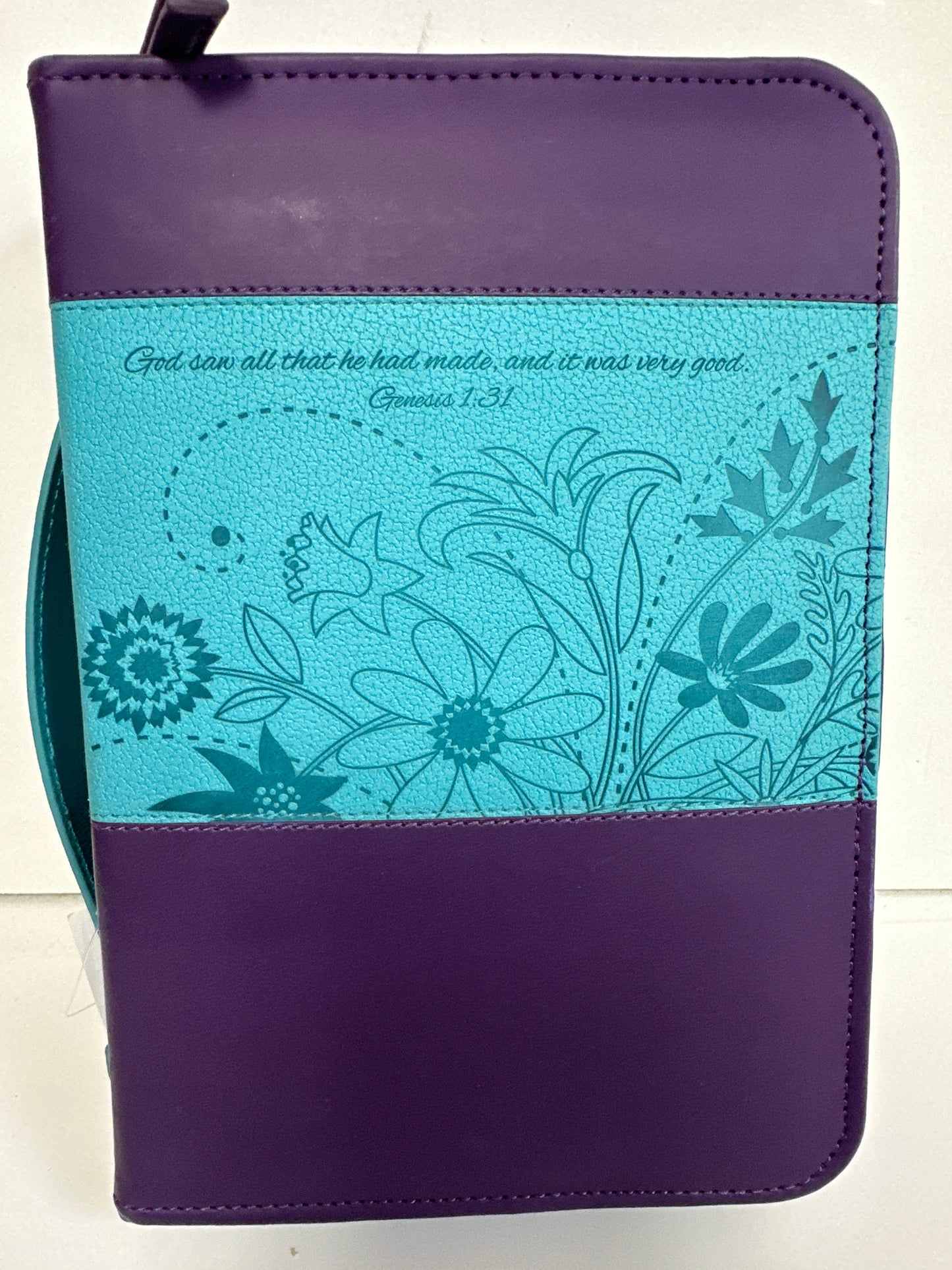 GOD SAW PURPLE/TEAL MEDIUM BIBLE COVER-0703