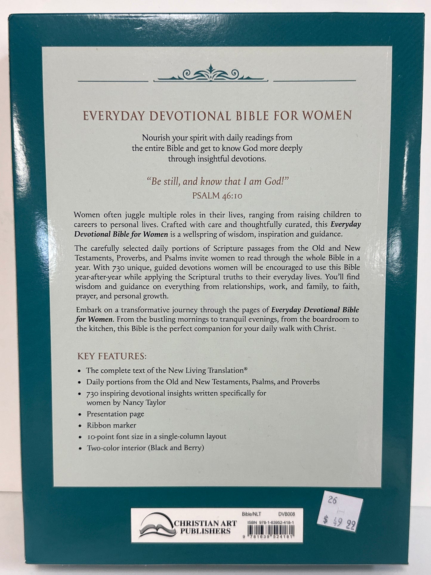 NLT DEVOTIONAL BIBLE FOR WOMEN TEAL-4181