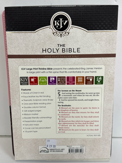 KJV LARGE PRINT THINLINE BIBLE BROWN/PINK-7528