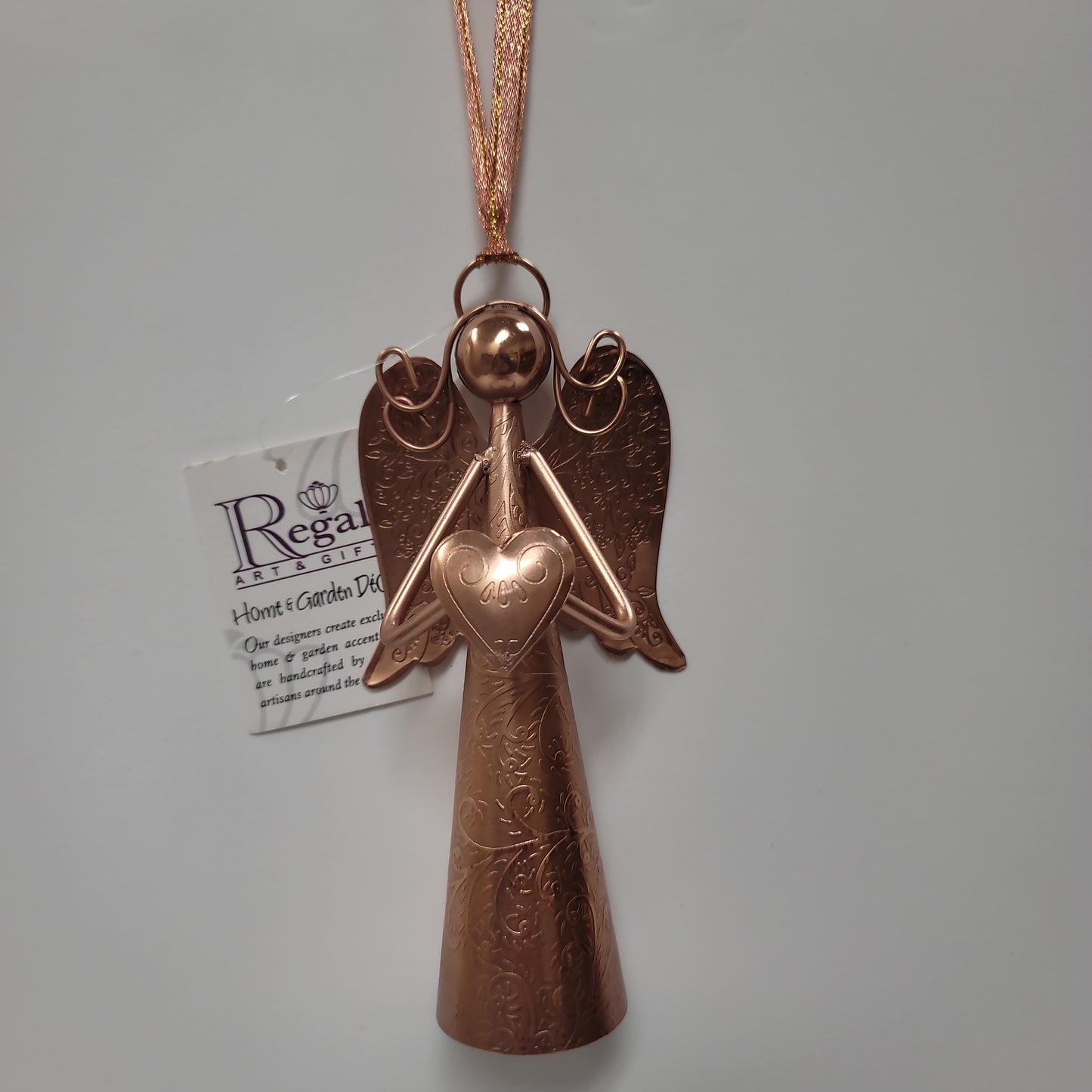 ROSE GOLD ANGEL BELL 6 IN HEART-2210