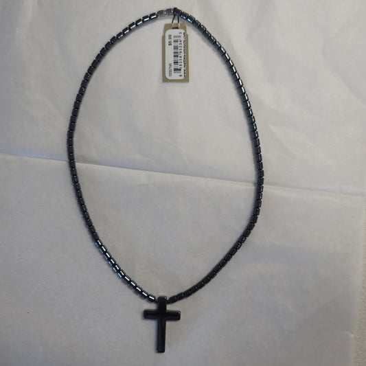 HEMATITE CROSS NECKLACE-2343