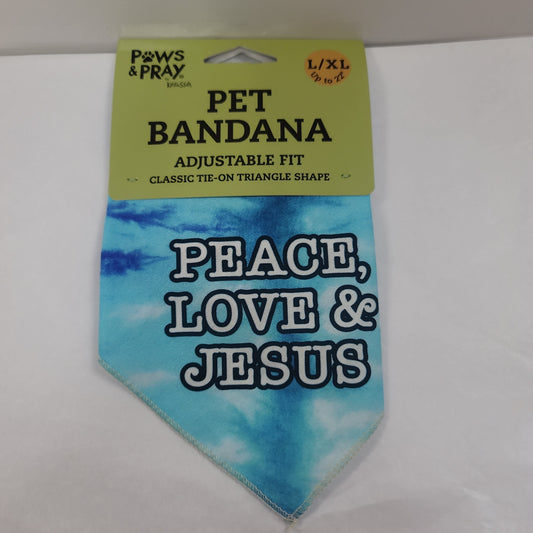 PEACE LOVE JESUS BANDANA LG/XL-5019