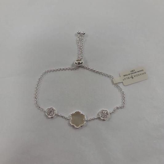 CZ MOTHER OF PEARL CLOVER PULL CORD BRACELET-5847
