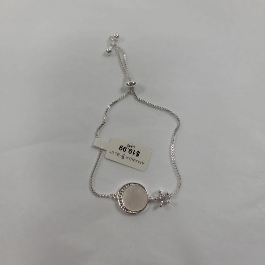 CRESCENT MOON STAR MOTHER OF PEARL SILVER BRACELET-6219