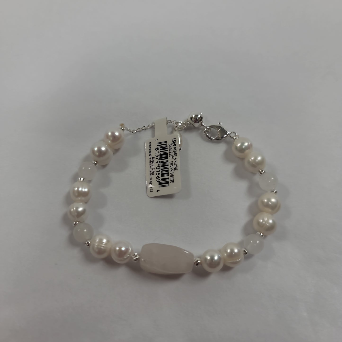 PEARL & STONE PULL CORD BRACELET-5694