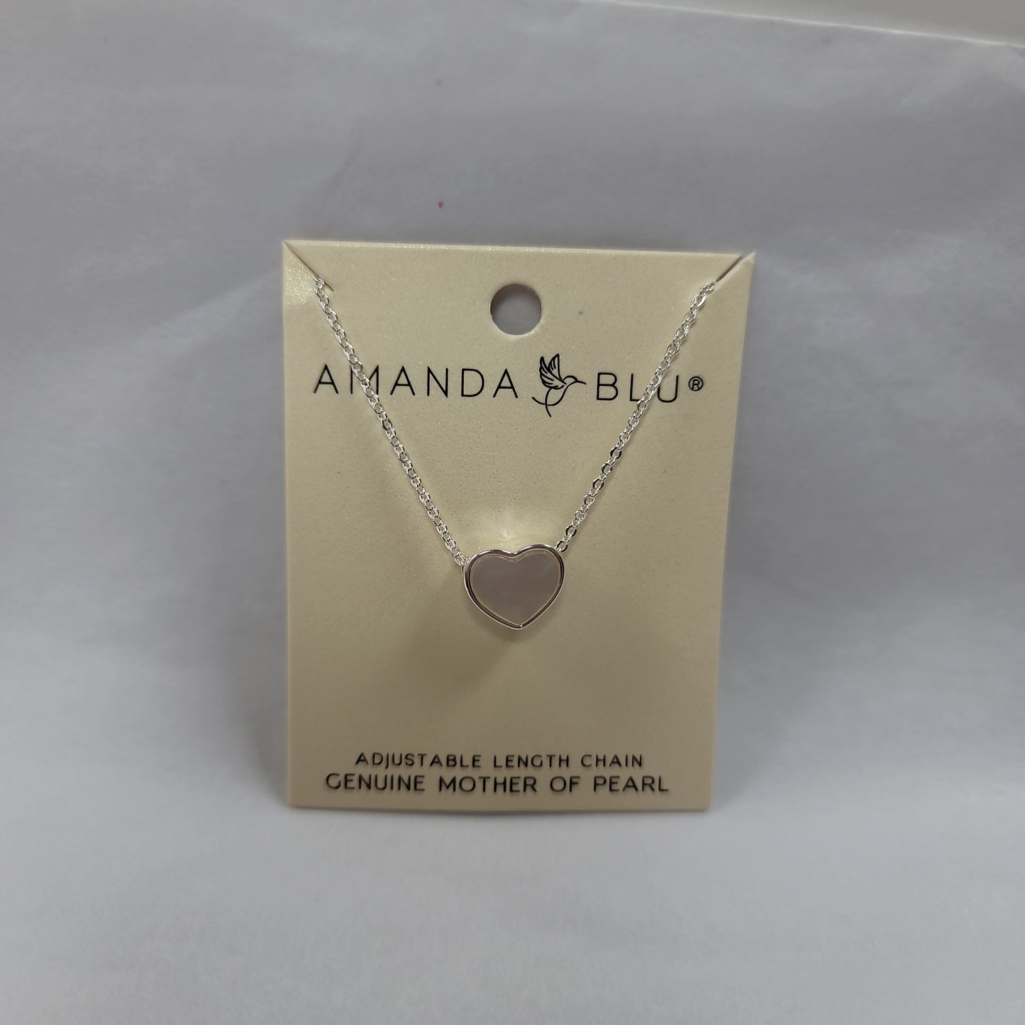 SILVER/HEART MOTHER OF PEARL NECKLACE