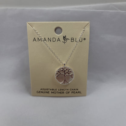 SILVER/TREE MOTHER OF PEARL NECKLACE-5908