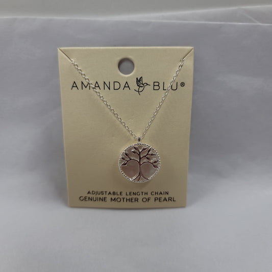 SILVER/TREE MOTHER OF PEARL NECKLACE-5908
