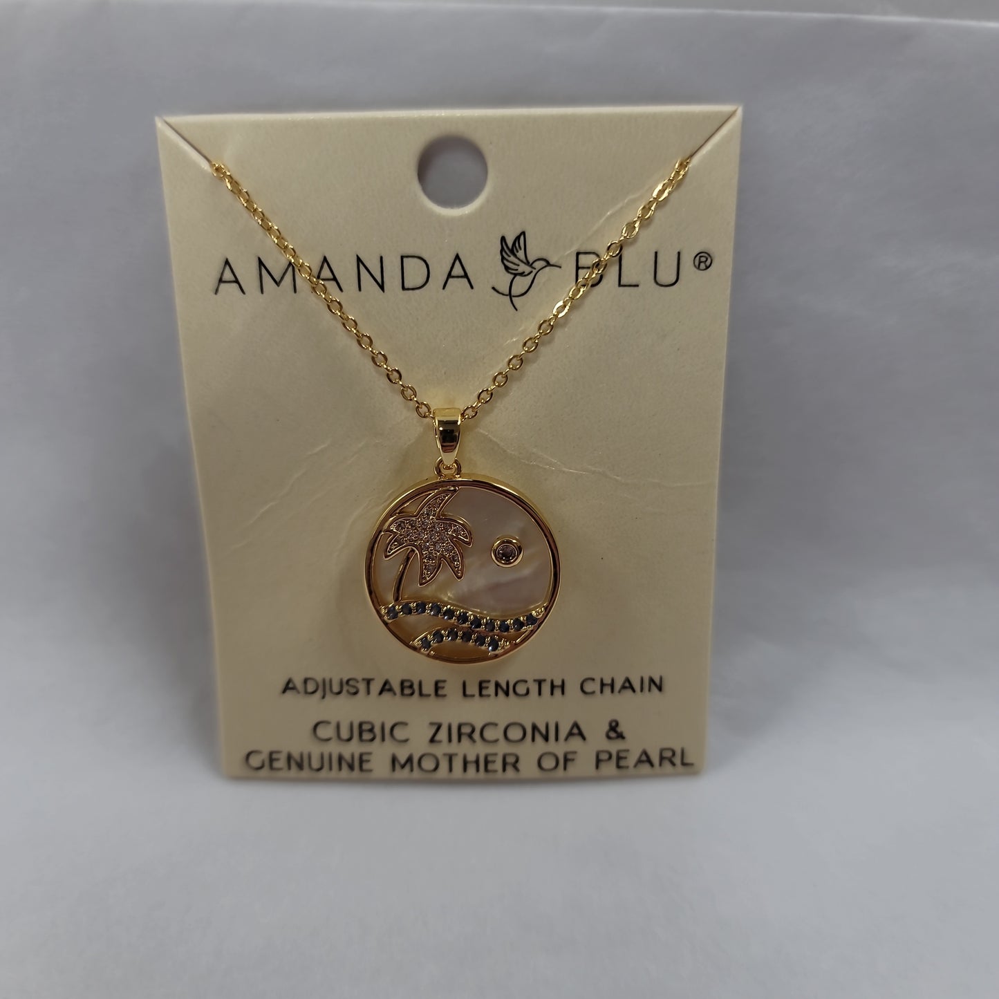 GOLD MOTHER OF PEARL BEACH LOVE NECKLACE-6363