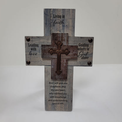 LIVING IN FAITH LAYERED WALL CROSS-5647