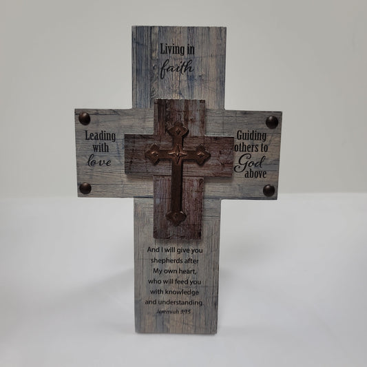 LIVING IN FAITH LAYERED WALL CROSS-5647