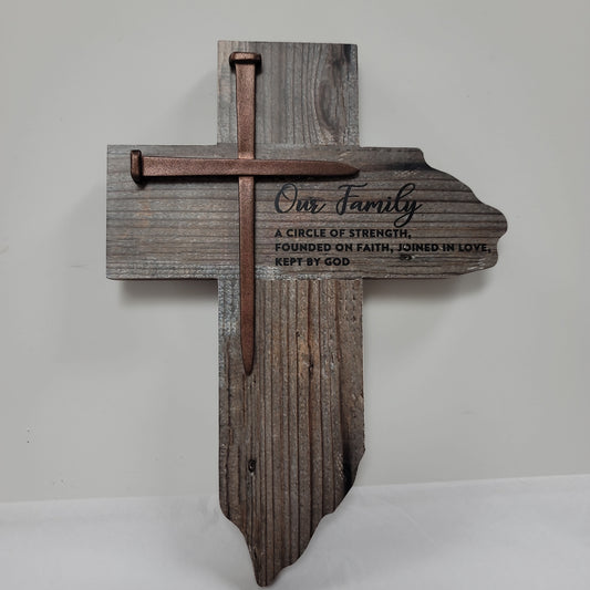 OUR FAMILY WALL CROSS W/NAIL-1411