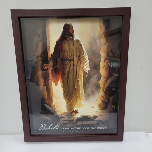 BEHOLD I STAND AT THE DOOR AND KNOCK FRAMED WALL ART-6107