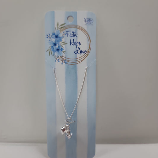 FAITH HOPE LOVE CROSS/HEART/ANCHOR SILVER PLATED NECKLACE 18 IN-1008