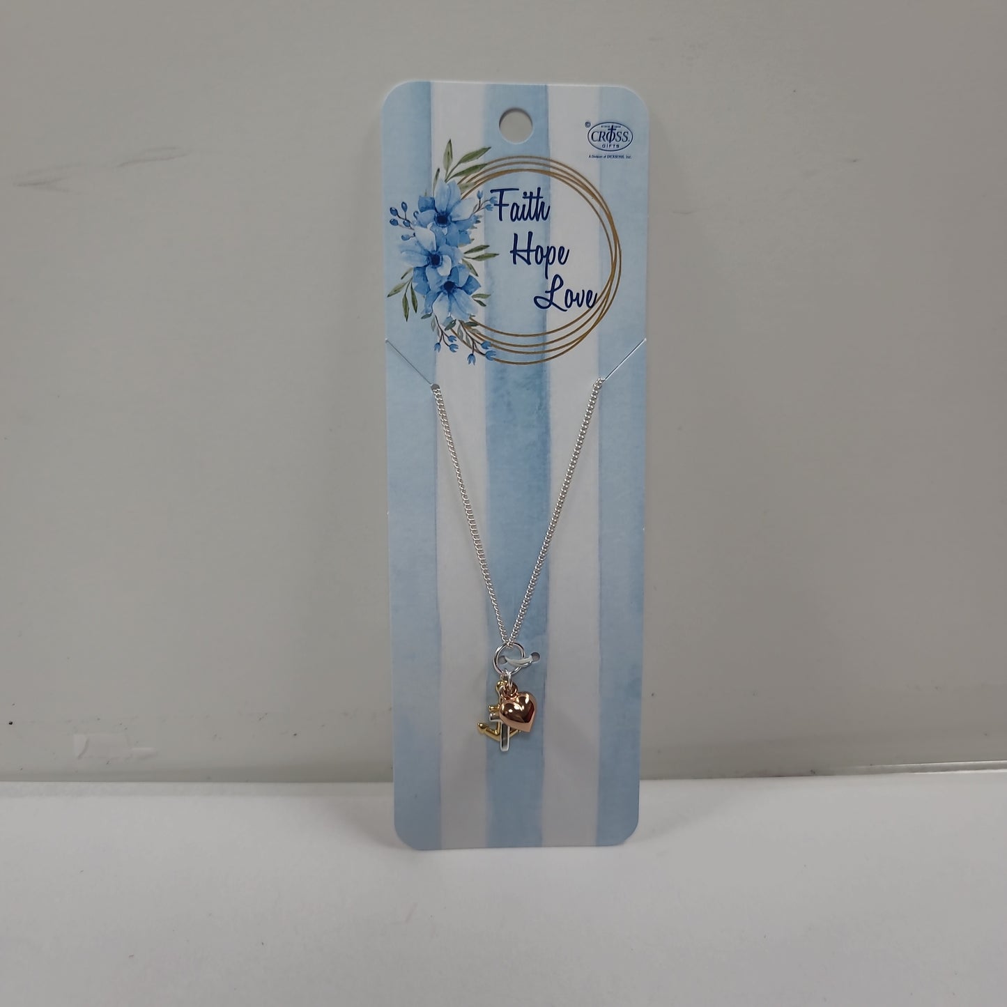 FAITH HOPE LOVE TRI COLOR PLATED NECKLACE 18 IN-0926