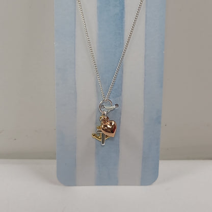 FAITH HOPE LOVE TRI COLOR PLATED NECKLACE 18 IN-0926