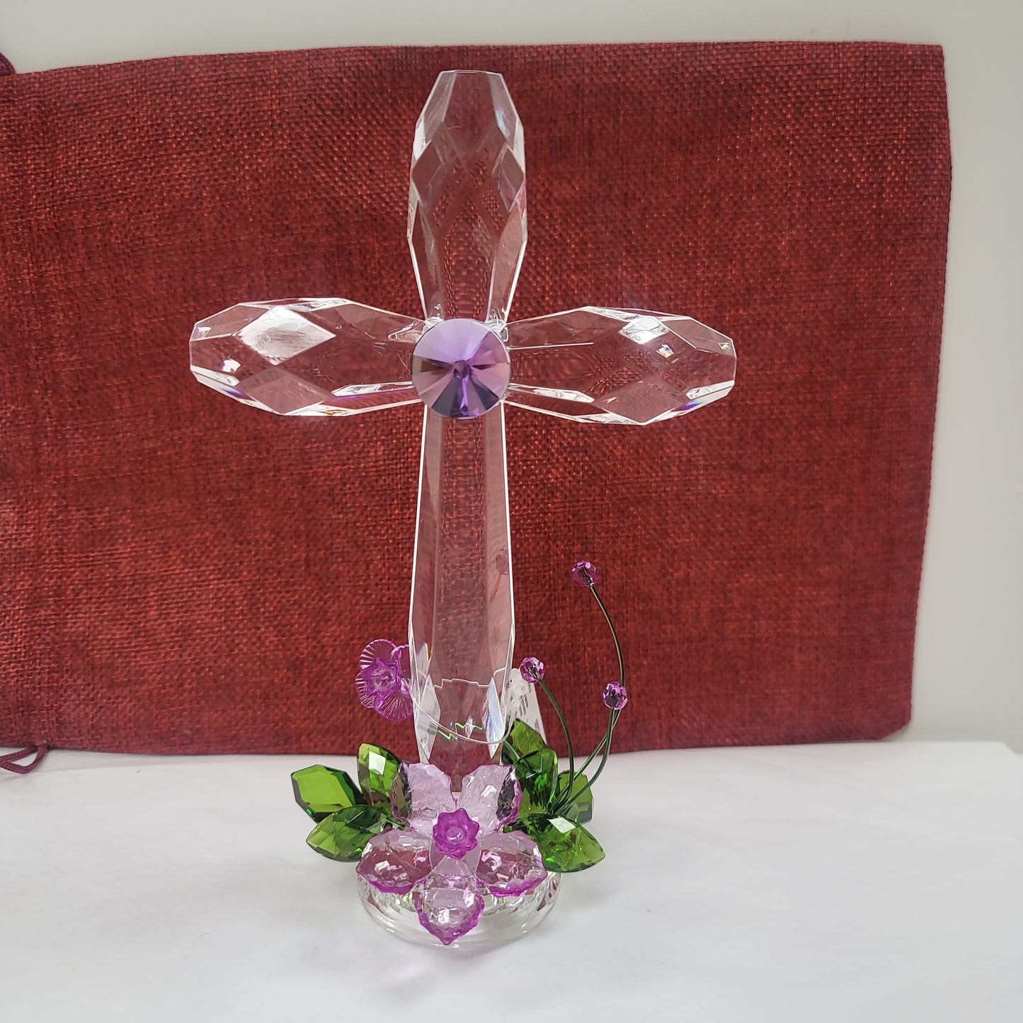 STANDING FLORAL ACRYLIC CROSS-0929