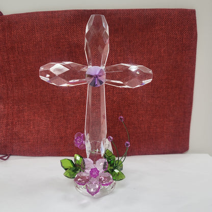 STANDING FLORAL ACRYLIC CROSS-0929