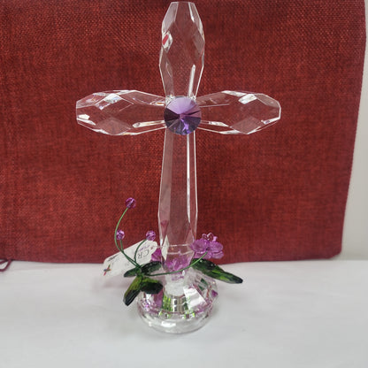 STANDING FLORAL ACRYLIC CROSS-0929