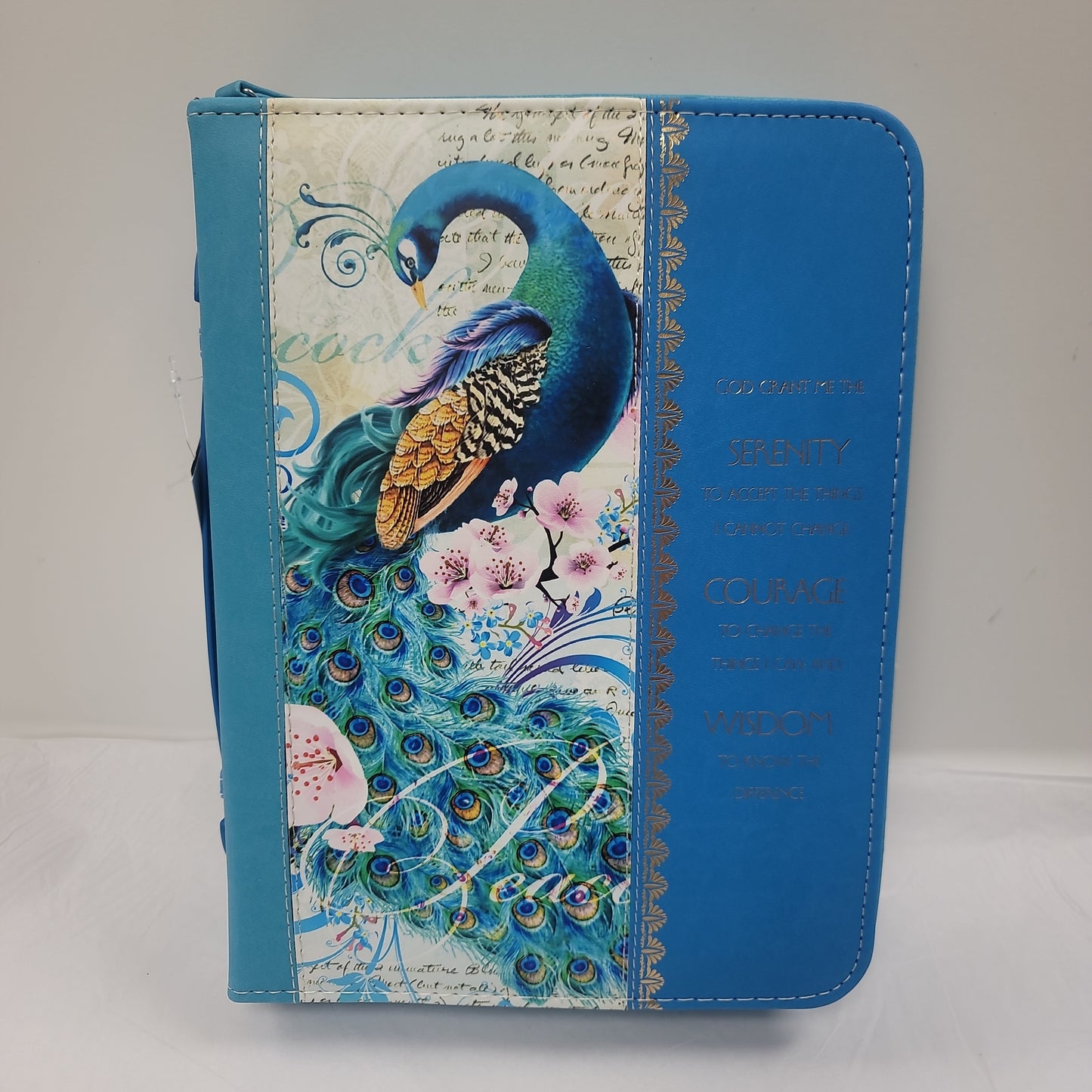 SERENITY PRAYER PEACOCK XL BIBLE COVER-3855