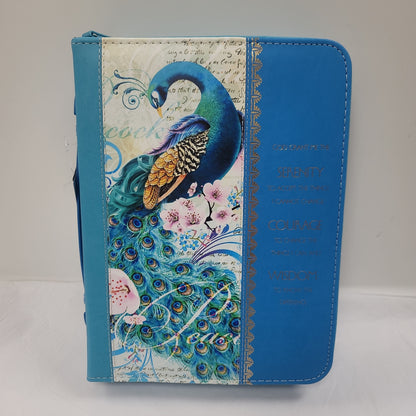 SERENITY PRAYER PEACOCK XL BIBLE COVER-3855