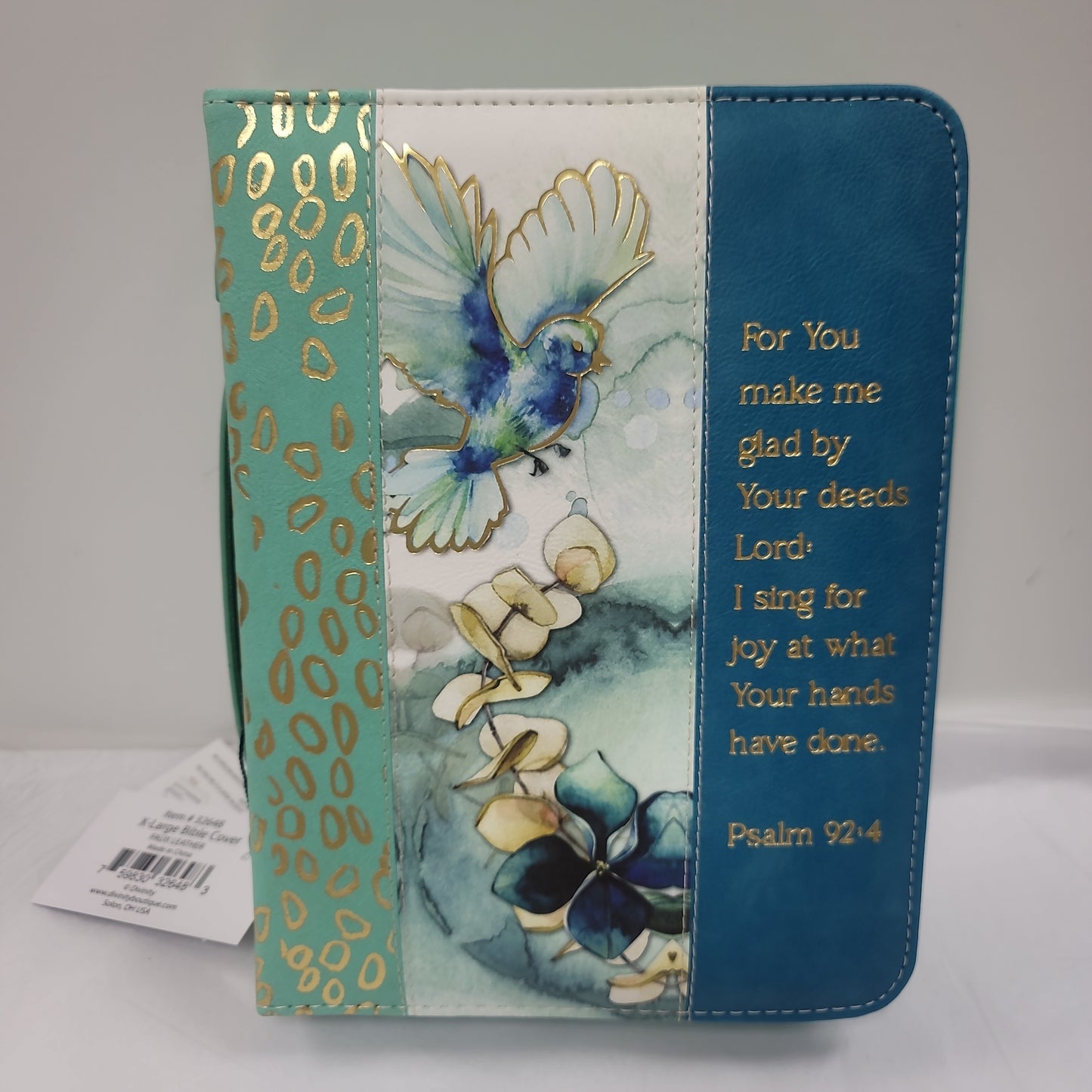 PSALM 92:4 WATERCOLOR FLOWER BIRD XL BIBLE COVER-6483