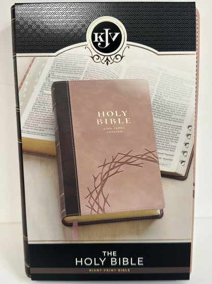 KJV GIANT PRINT BIBLE BROWN CROWN OF THORNS PINK-0793