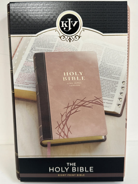 KJV GIANT PRINT BIBLE BROWN CROWN OF THORNS PINK-0793