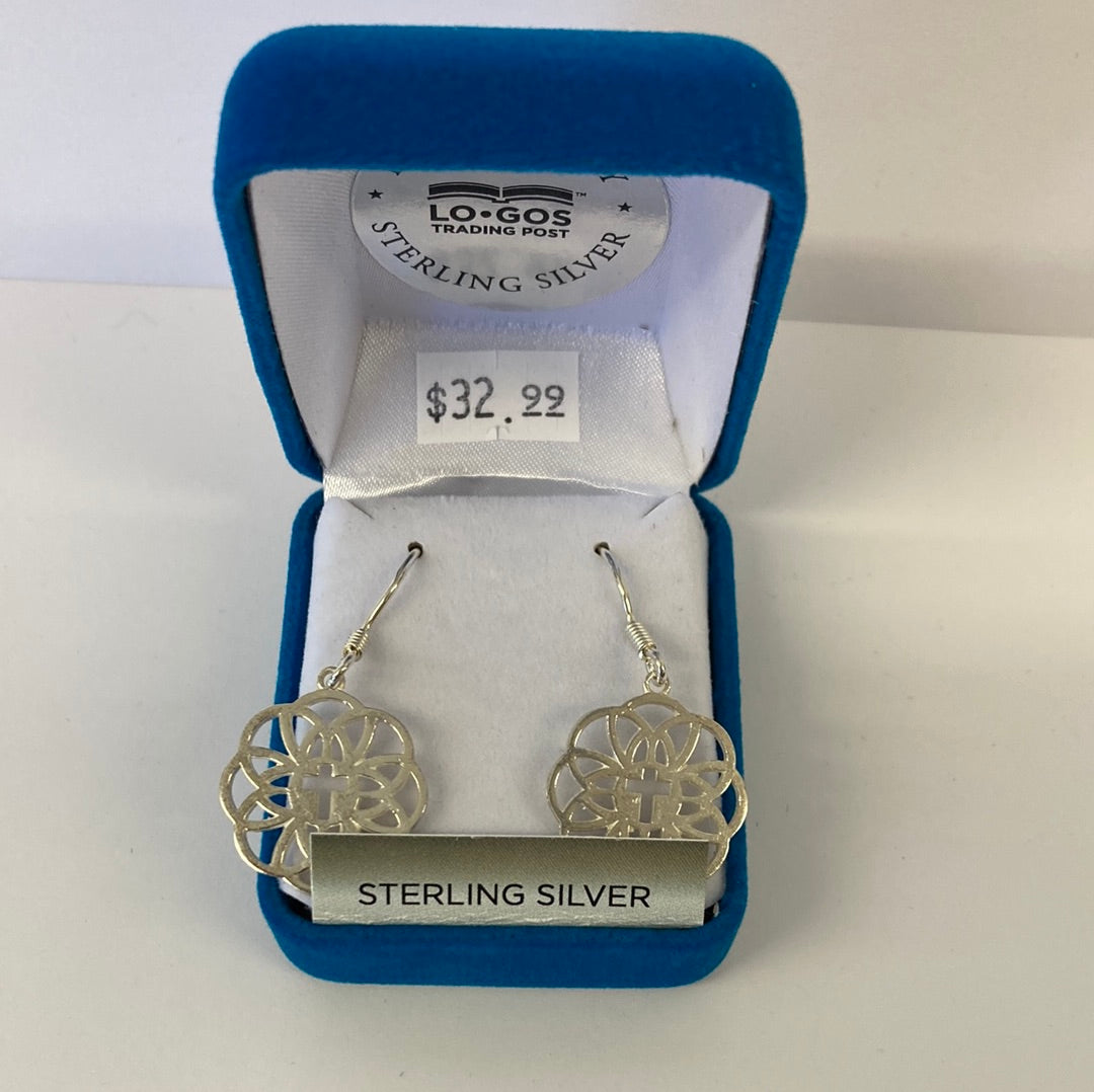 FLOURISH CROSS STERLING SILVER EARRINGS