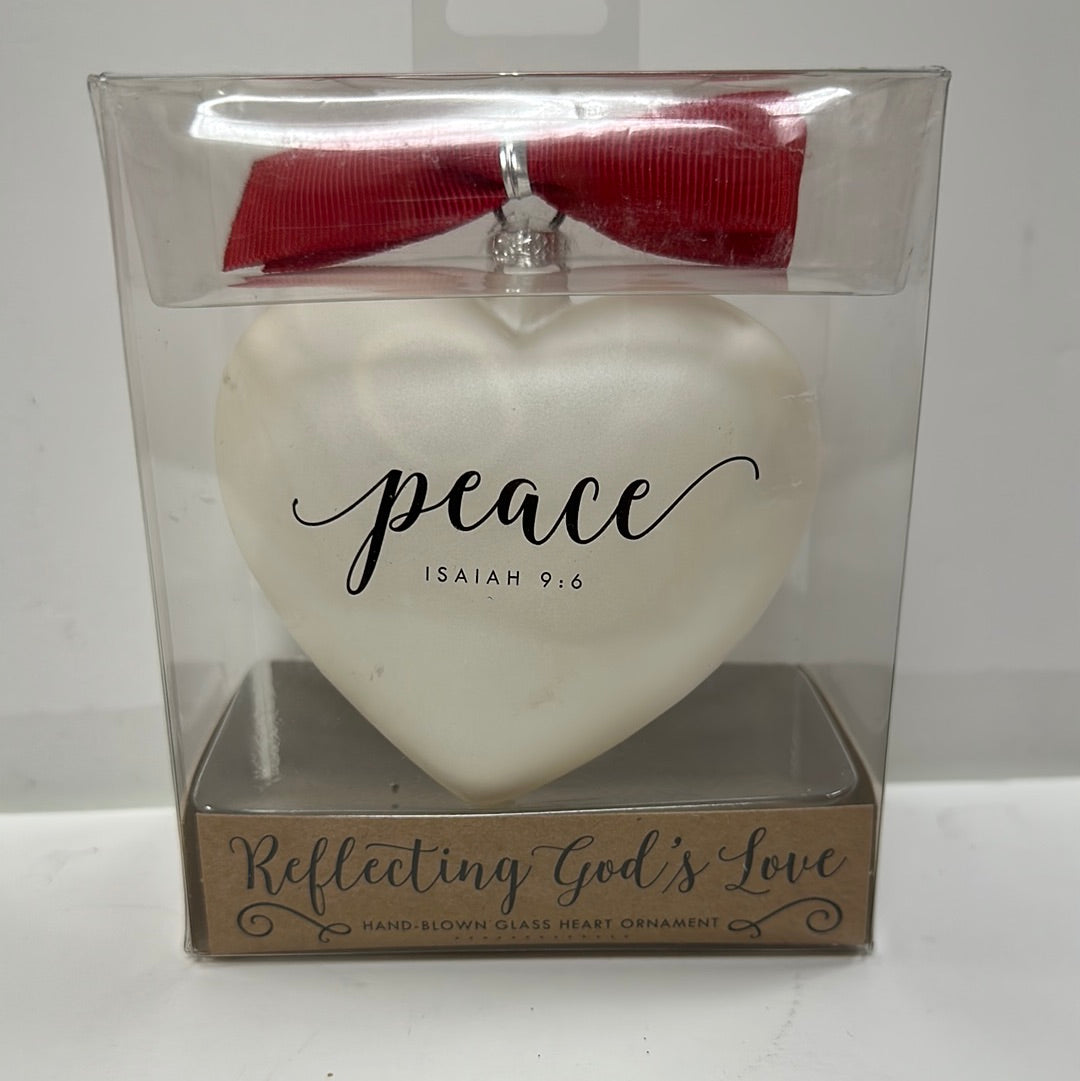 PEACE WHITE HEART ORNAMENT-8079