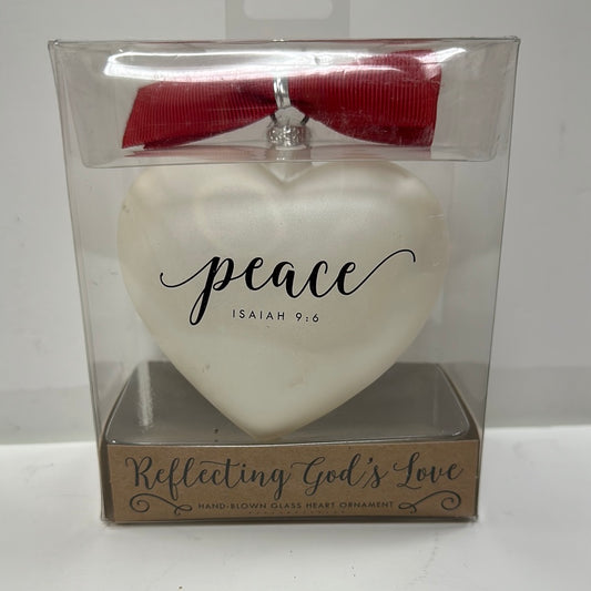 PEACE WHITE HEART ORNAMENT-8079