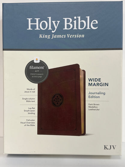 KJV WIDE MARGIN FILAMENT BIBLE DARK BROWN MEDALLION-9150