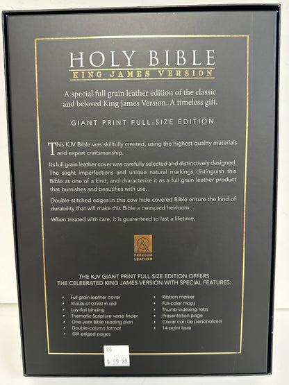 KJV GIANT PRINT FULL SIZE GENUINE LEATHER BIBLE WHITE-2057