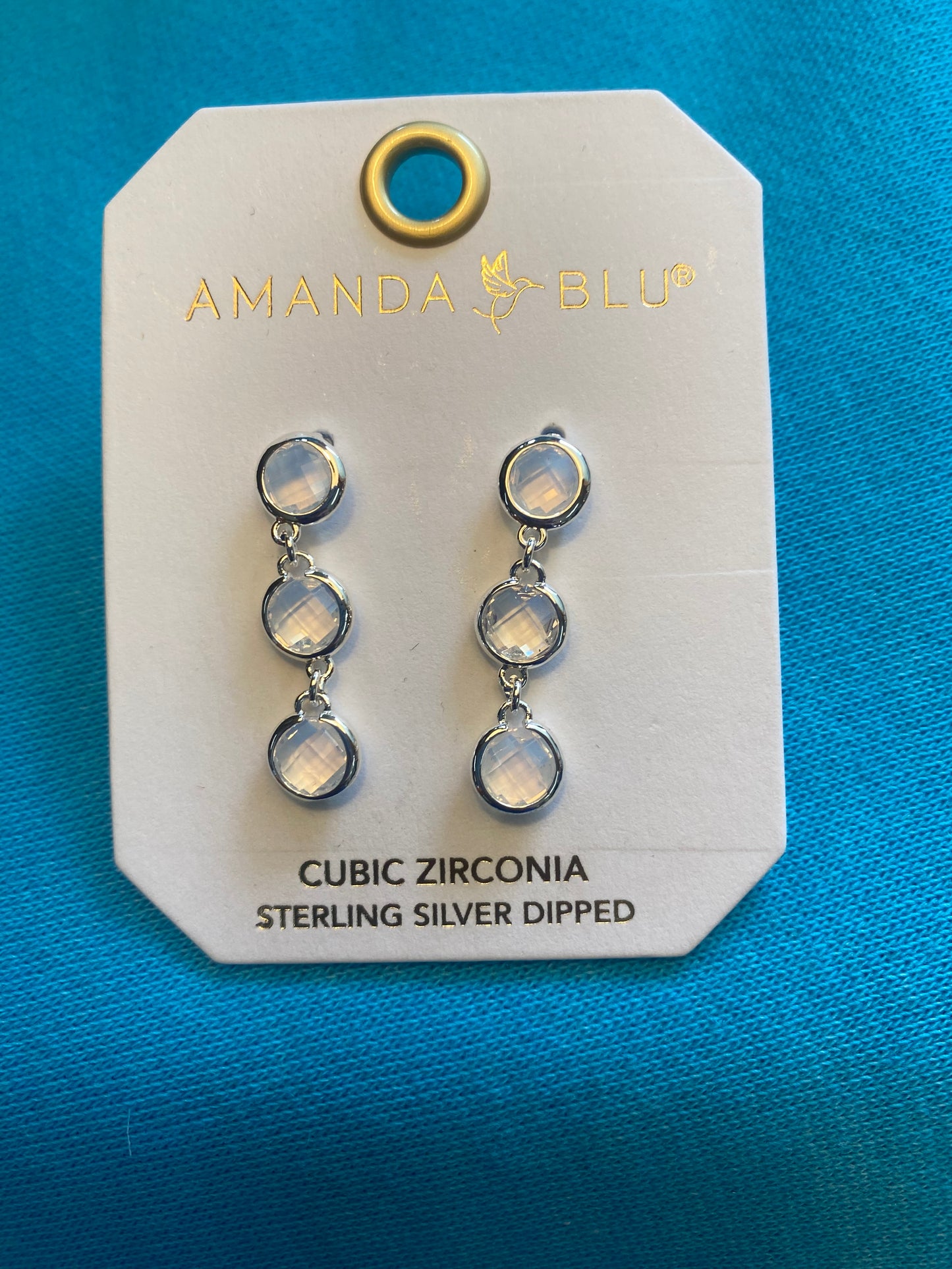 SILVER FACETED CZ MILKY WHITE EARRINGS-4050