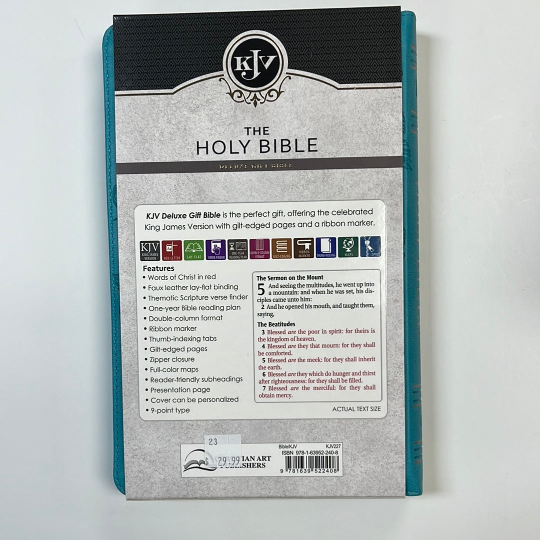 KJV DELUXE GIFT BIBLE TEAL ZIP-2408