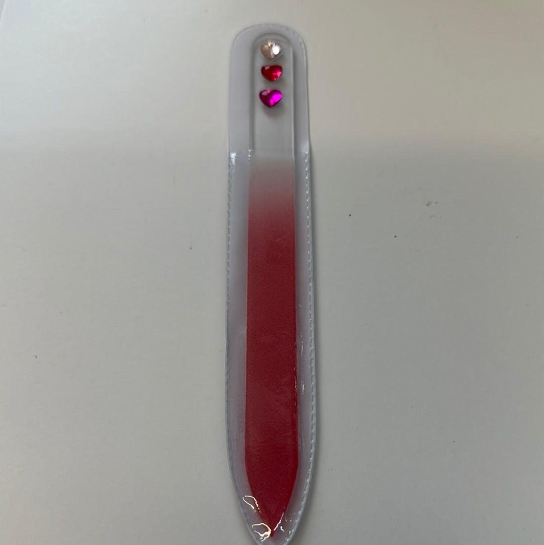 RHINESTONE HEART GLASS NAIL FILES-1467