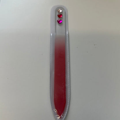 RHINESTONE HEART GLASS NAIL FILES-1467