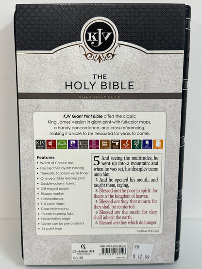 KJV GIANT PRINT BIBLE BLK/GRAY-3146